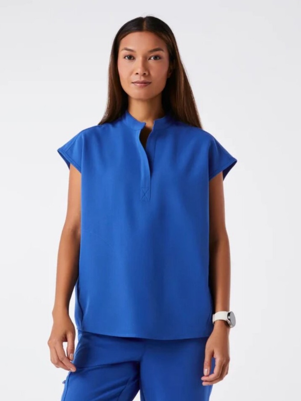 FIGS Women's Royal Blue Split-Neck Scrub Tunic and Pants Set